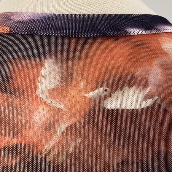 VALLEYGIRL mesh long sleeve top cropped Angel Heaven print - Picture 4 of 9